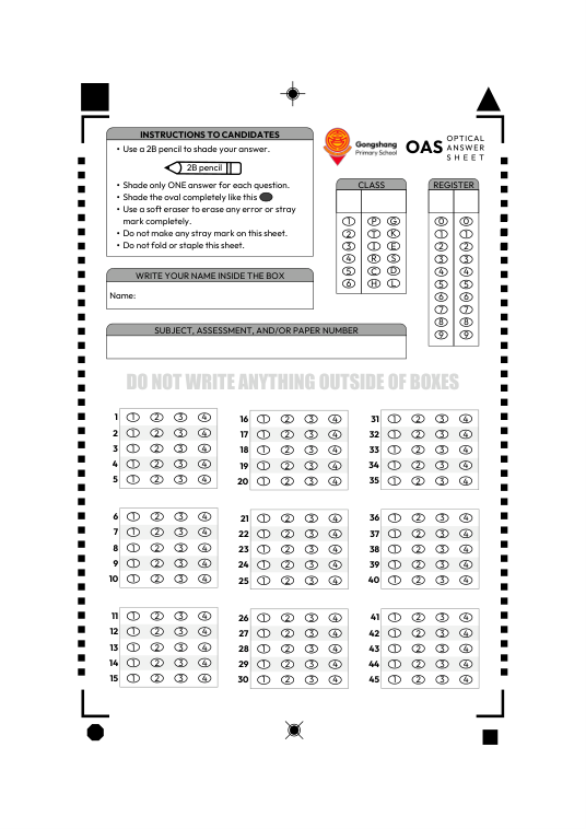 GNOME blank optical answer sheet